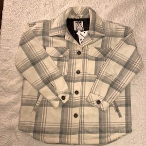 Garage | Chemise Plaid Vancity Jacket in Grey/Teal Plaid | X-Large